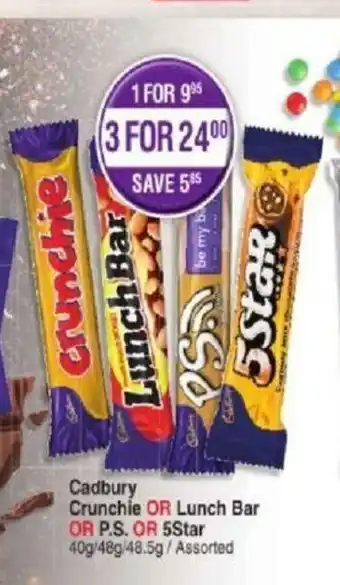 Dis-Chem Cadbury Crunchie or Lunch Bar or P.S or 5Star offer