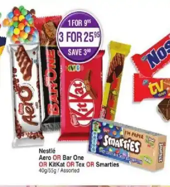 Dis-Chem Nestle Aero or Bar One or Kitkat or Tex or Smarties offer