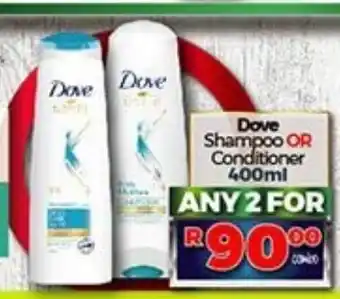 Take 'n Pay Dove Shampoo or Conditioner 400ml offer