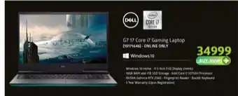 Incredible Connection DELL - G7 17 Core i7 Gaming Laptop - 10171646 offer