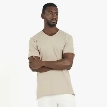 Mkm stone raw edge cross over v-neck t-shirt