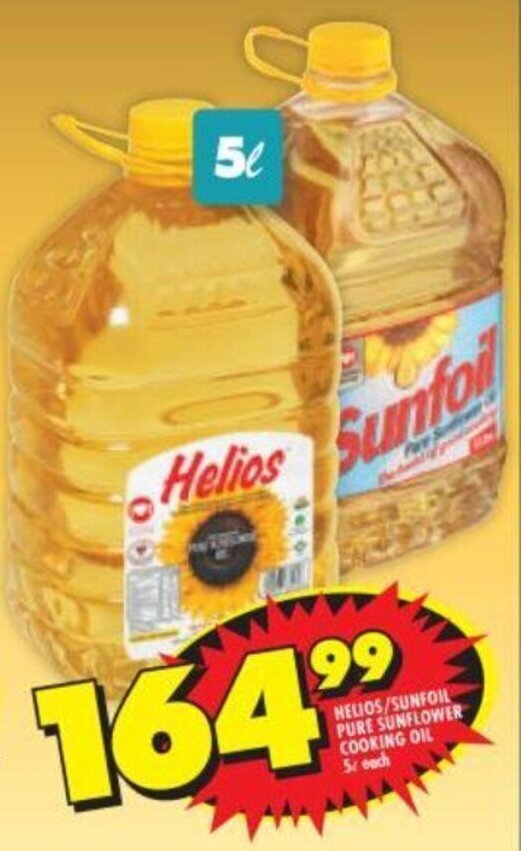 Melios/Sunfoil Pure Sunflower Cooking Oil 5ℓ each offer at Shoprite