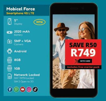 Checkers Mobicel Force Smartphone 4G LTE offer