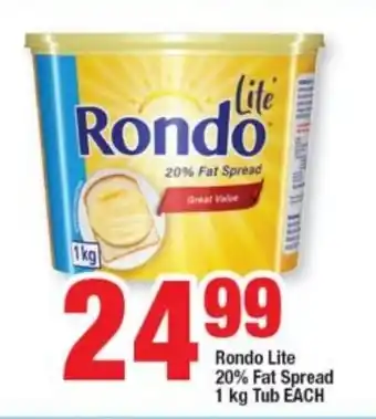 OK Value Rondo Lite 20% Fat Spread 1 kg Tub each offer