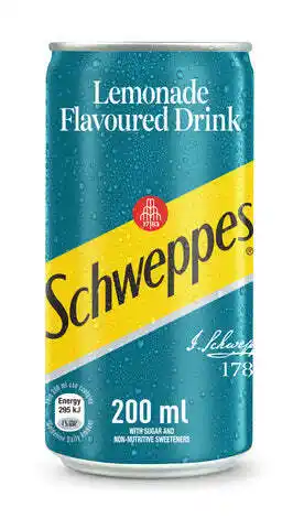 Norman Goodfellows Schweppes lemonade can 200ml offer