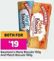 Game Baumann's Marie Biscuit 150g & Match Biscuits 180g-For Both offer