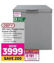 Game Defy 195L Satin Metallic Chest Freezer DMF513 offer