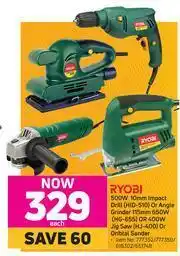 Game Ryobi 500W 10mm Impact Drill HID-510 Or Angle Grinder 115mm 650W HG 655-Each offer