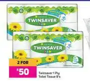 Game Twinsaver 1 Ply Toilet Tissue-For 2 x 8's Pack offer