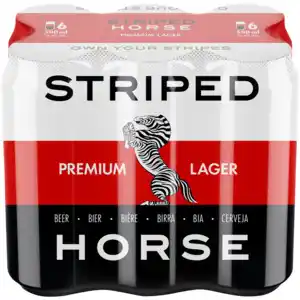 Striped horse premium lager beer cans 6 x 500ml