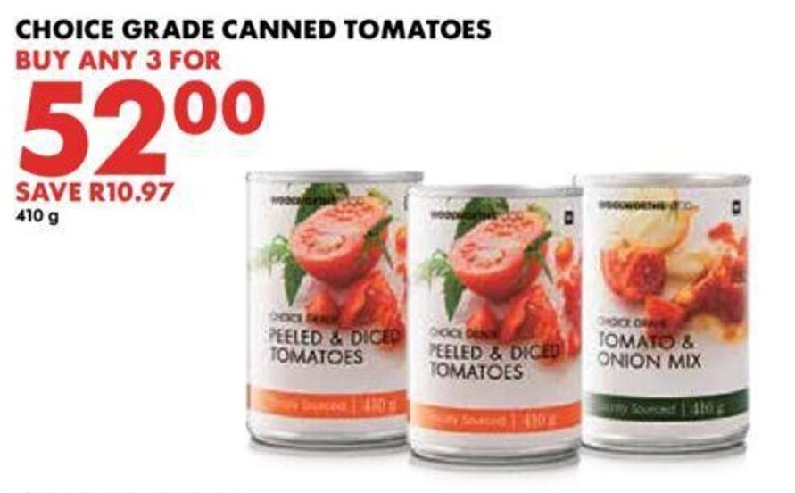 Choice Grade Canned Tomatoes offer at Woolworths