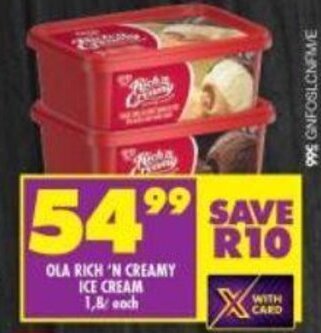 Shoprite Ola Rich'n Creamy Ice Cream offer