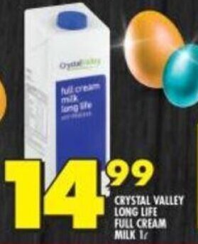 Shoprite Crystal Valley Long Life Full Cream Milk offer