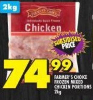 Shoprite Farmer's Choice Frozen Mixed Chicken Portions 2kg offer