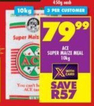 Ace Super Maize Meal 10kg offer at Shoprite