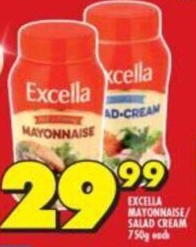 Shoprite Excella Mayonnaise/Salad Cream 750g each offer