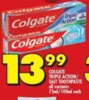 Shoprite Colgate Triple Action/Salt Toothpaste offer