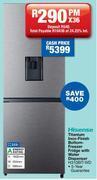Hisense 222l titanium inox finish bottom freezer fridge with water dispenser h310bit-wd