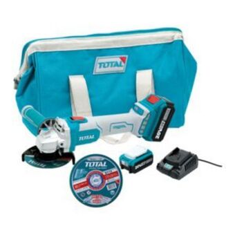 Total 20v li-ion cordless angle grinder 115mm with 2 x 4ah batteries