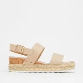Utopia double strap nubuck espadrille wedges beige
