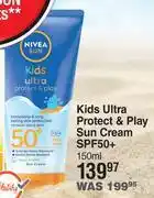 Dis-Chem Nivea sun kids ultra protect & play sun cream spf50+-150ml offer