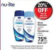 Dis-Chem Nulite silver shampoo or conditioner-200ml each offer