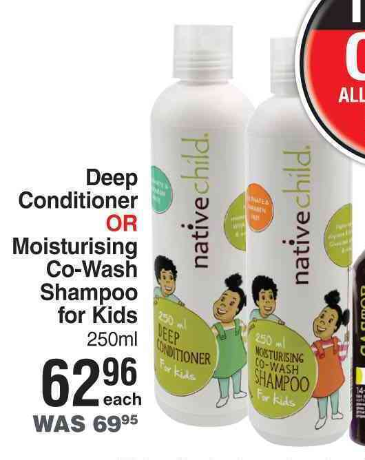 Native child deep conditioner or moisturising co wash shampoo for kids