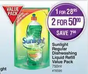 Dis-Chem Sunlight regular dishwashing liquid refill value pack-750ml offer