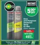 Dis-Chem Dove anti perspirant deodorant spray for men assorted-250ml each offer