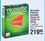 Dis-Chem Nicorette patches invisible 10mg or 15mg or 25mg-7 patches each offer