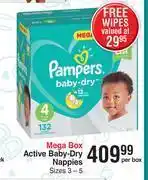 Dis-Chem Pampers active baby dry nappies mega box-per box offer