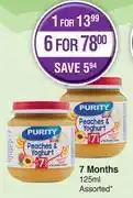 Dis-Chem Purity baby food (7 months) assorted-for 1 x 125ml offer