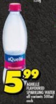 Shoprite Aquelle Flavoured Sparkling Water 500ml offer