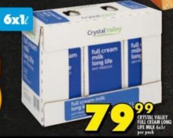 Shoprite Crystal Valley Full Cream Long Life Milk 6x1L offer