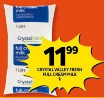 Shoprite Crystal Valley Full Cream Milk 1L offer