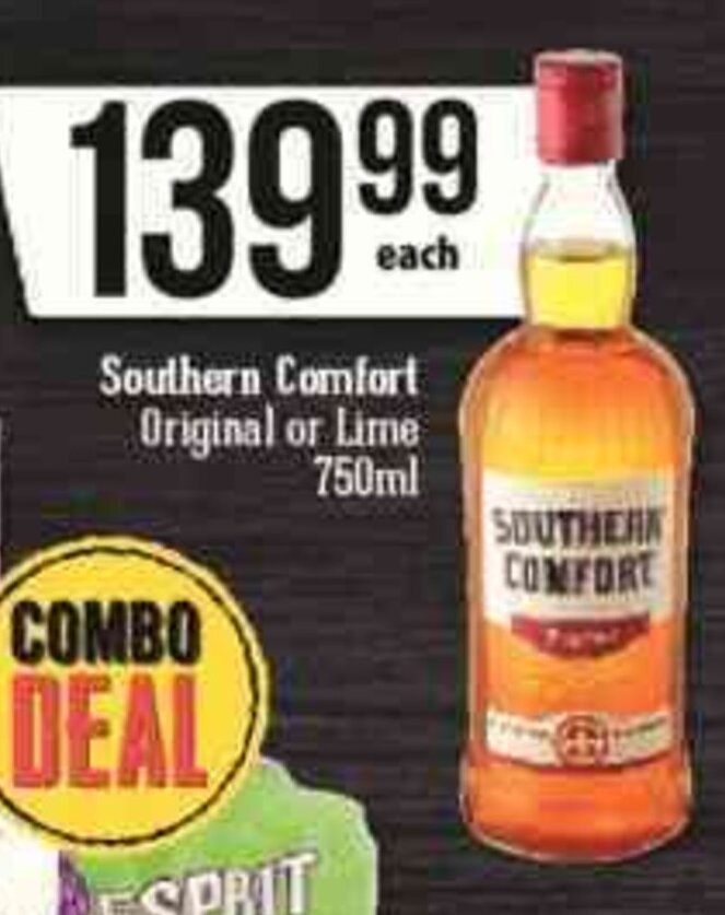 Southern Comfort Original or Lime 750ml offer at Spar Tops