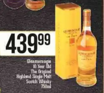 Spar Tops Glenmorangie 10 Year Old The Original Highland Single Malt Scotch Whiskey 750ml offer