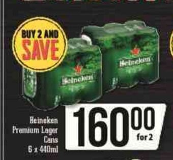 Spar Tops Heineken Premium Lager Cans 6 x 440ml offer