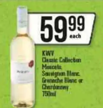 KWV Classic Collection Mascots, Sauvignon Blanc, Grenache Blanc or Chardonnay 750ml