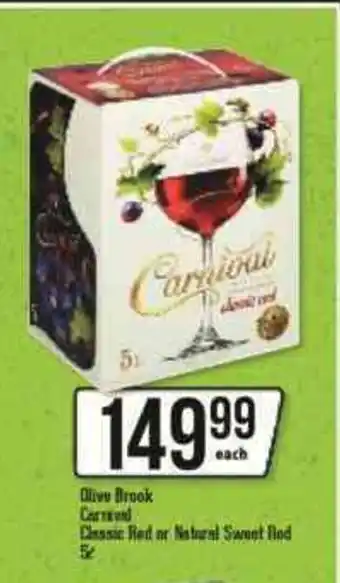 Spar Tops Olive Brook Carnival Classic Red or Natural Sweet Red 5L offer