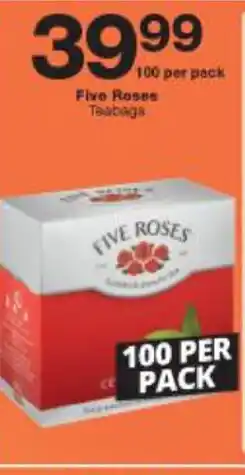 Checkers Hyper Five Roses Teabags 100 per pack offer
