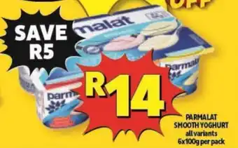 Usave Parmalat Smooth Yoghurt 6x100g per pack offer