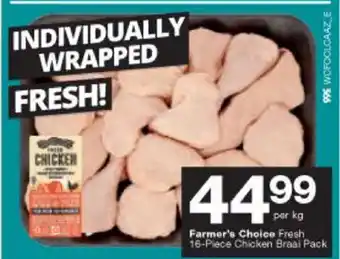 Checkers Hyper Farmer's Choice Fresh 16-piece Chicken Braai Pack per kg offer