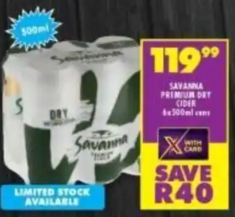 Shoprite Savanna Premium Dry Cider 6x50ml offer