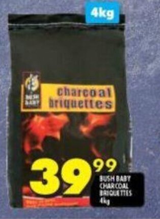 Shoprite Bush Baby Charcoal Briquettes 4kg offer