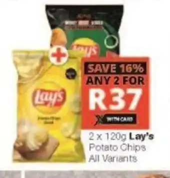 Checkers 2x120g Lay's Potato Chips all variants offer