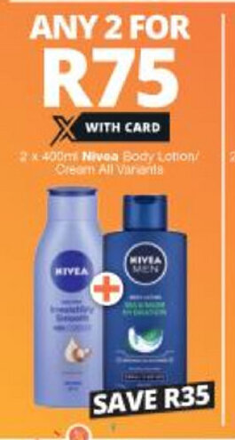 Checkers Nivea Body Lotion / Cream All Variants 2 x 400ml offer