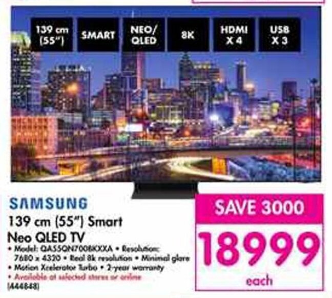 Samsung 139cm (55") Smart Neo QLED TV offer at Makro