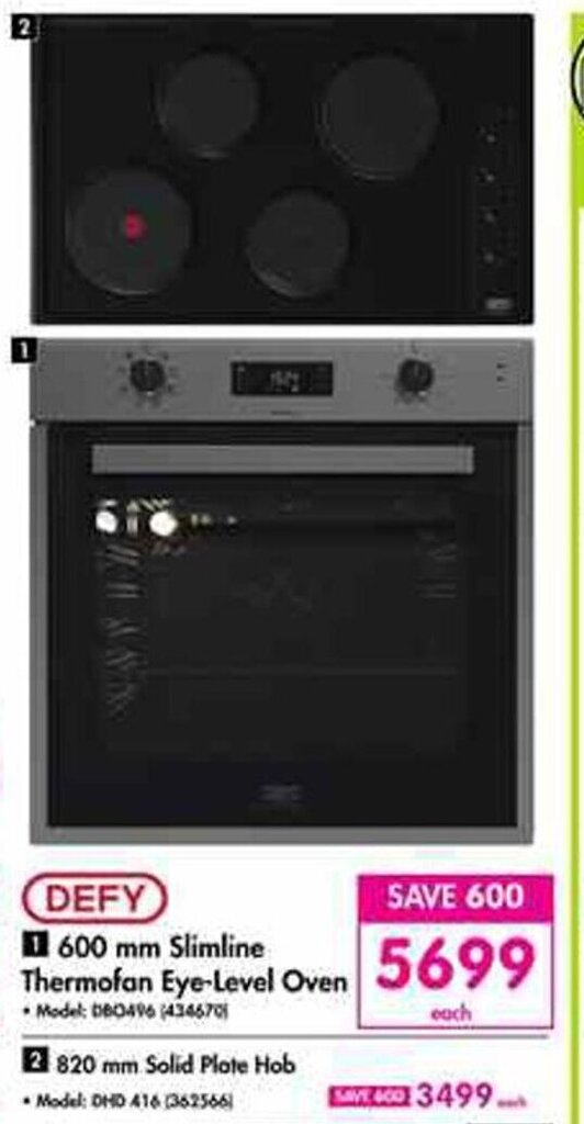 Defy 600mm Slimline Thermofan EyeLevel Oven offer at Makro