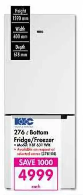 Makro 276 ℓ Bottom Fridge/Freezer offer